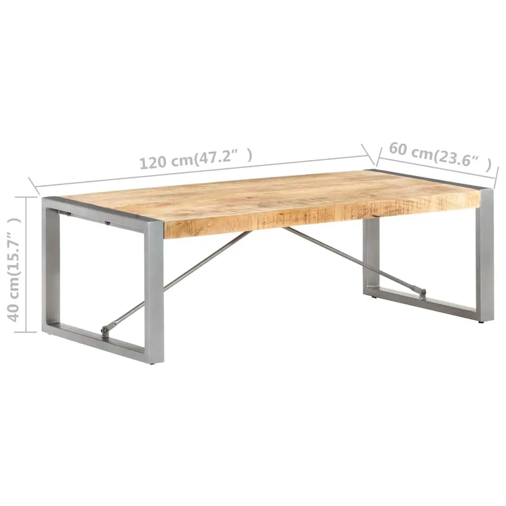 Coffee Table Living Room 120x60x40 cm Rough Mango Wood Brown Industrial Accent