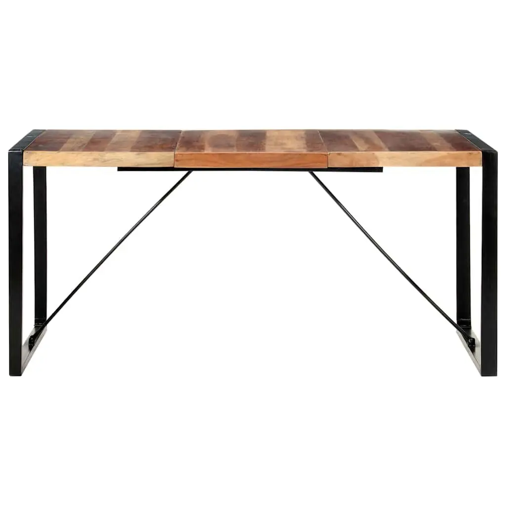 Dining Table 160x80x75cm Industrial Brown Solid Wood Acacia Rubberwood Steel
