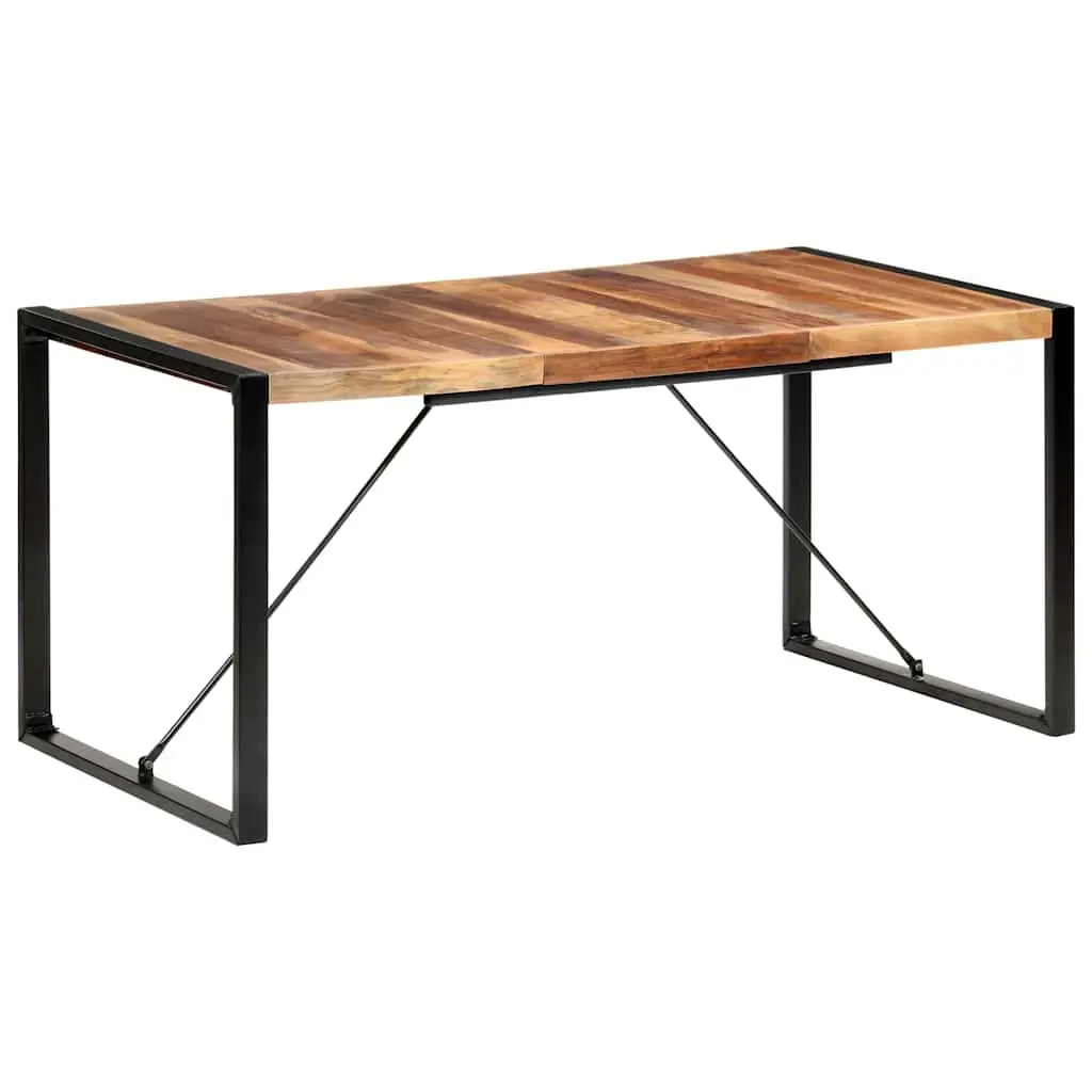 Dining Table 160x80x75cm Industrial Brown Solid Wood Acacia Rubberwood Steel