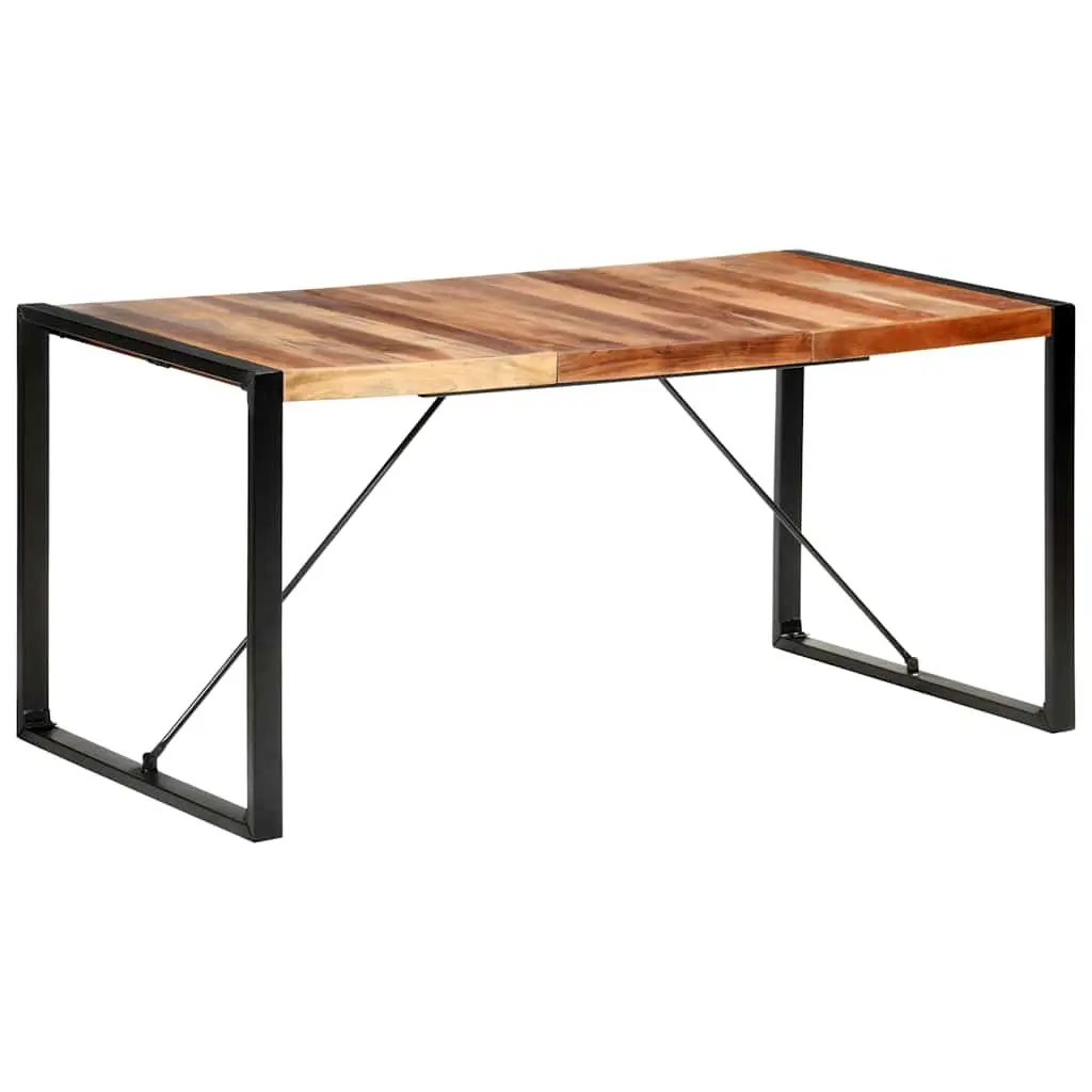 Dining Table 160x80x75cm Industrial Brown Solid Wood Acacia Rubberwood Steel