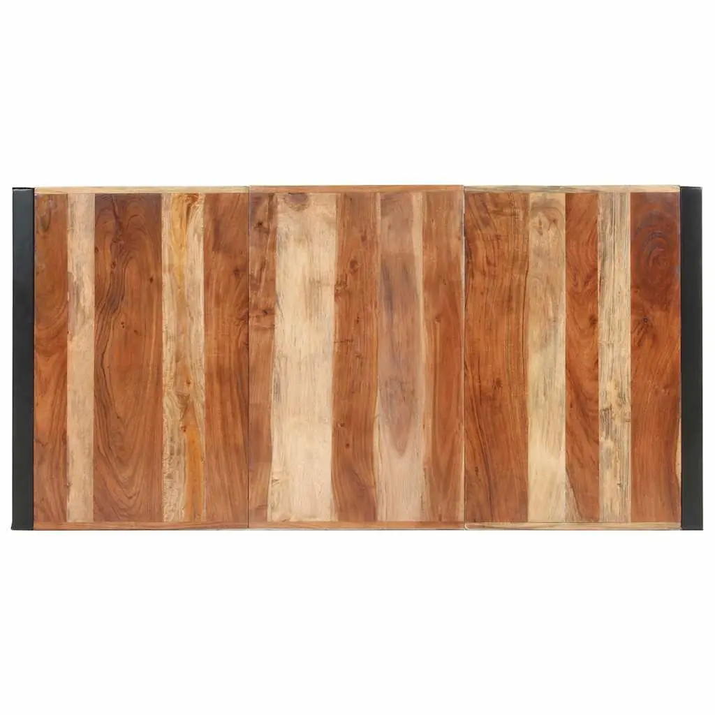 Dining Table 160x80x75cm Industrial Brown Solid Wood Acacia Rubberwood Steel