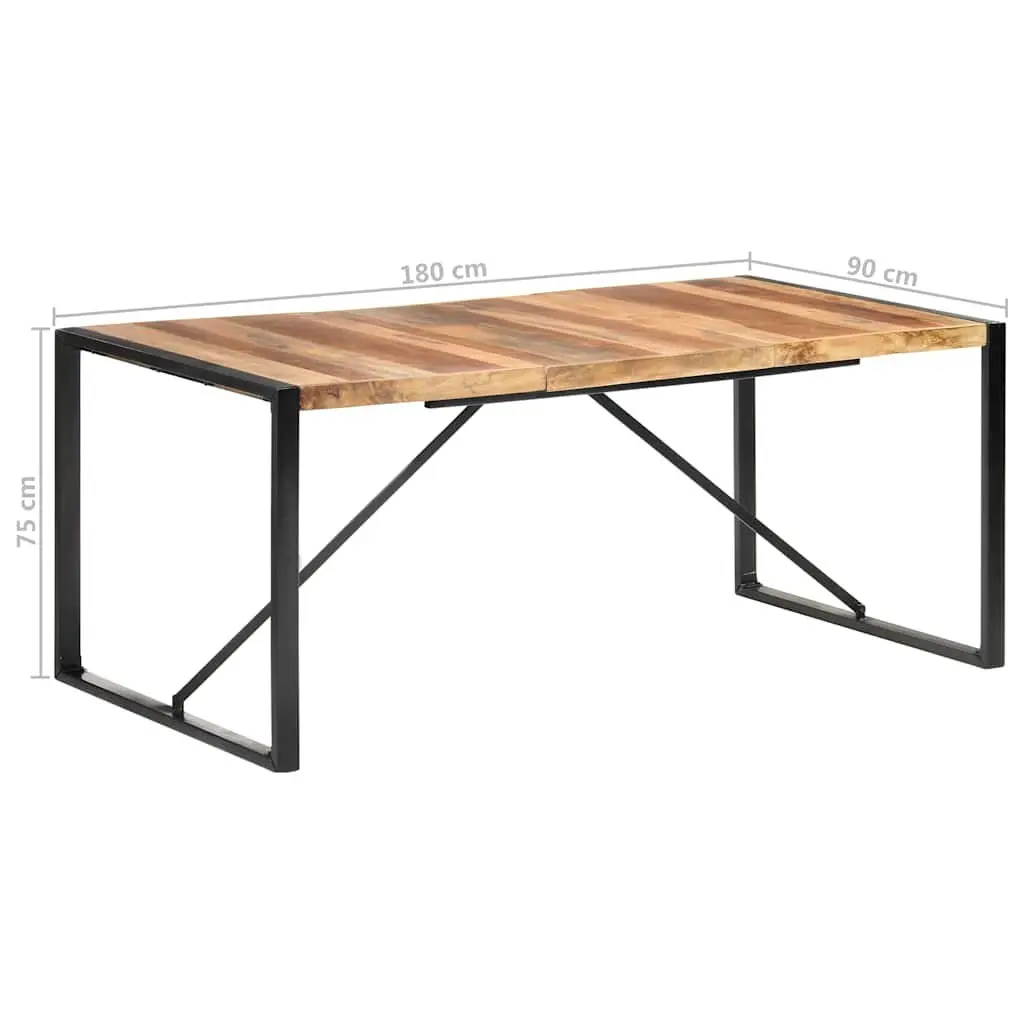 Dining Table 180x90x75 cm Brown Solid Wood Acacia Rubberwood Industrial Kitchen