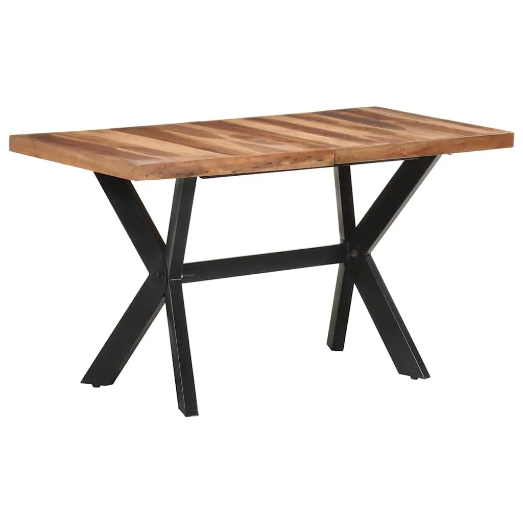 Solid Wood Dining Table 140x70x75 cm Industrial Style Kitchen Furniture Brown