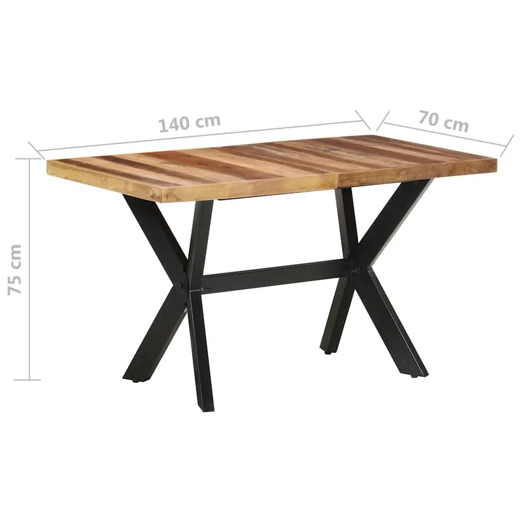 Solid Wood Dining Table 140x70x75 cm Industrial Style Kitchen Furniture Brown