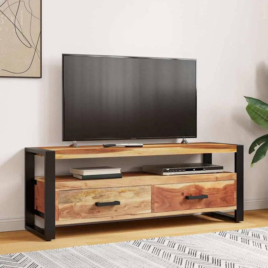 Solid Wood TV Cabinet 120x35x45cm Brown Honey Drawers Shelf Storage