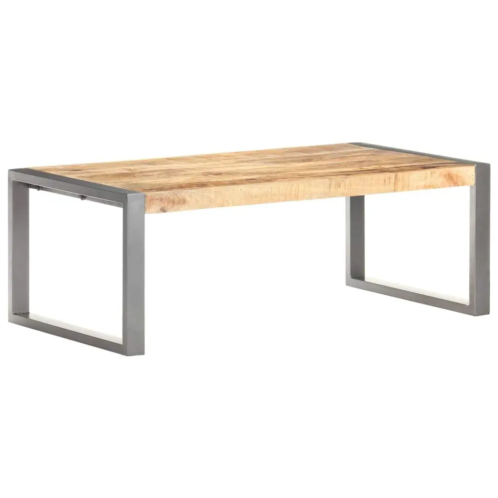 Coffee Table Living Room 110x60x40 cm Rough Mango Wood Grey Accent Furniture