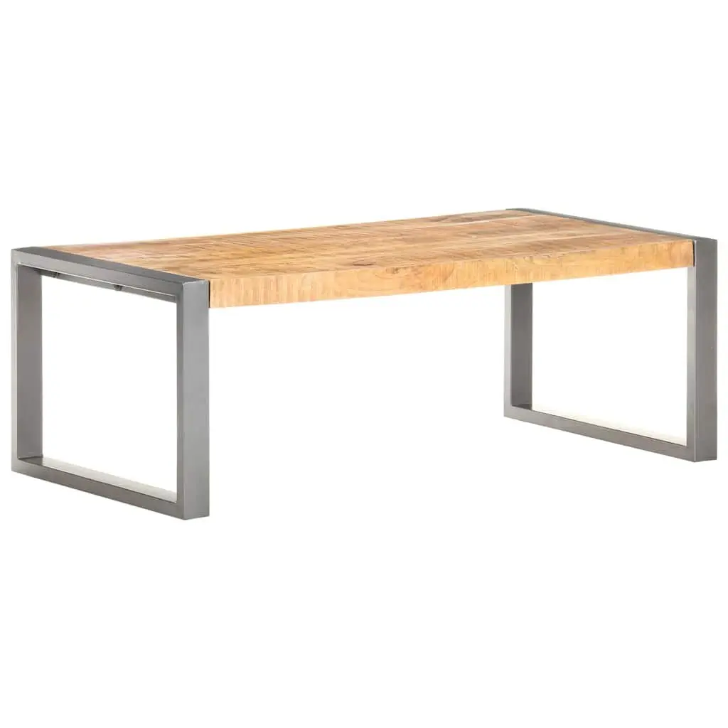 Coffee Table Living Room 110x60x40 cm Rough Mango Wood Grey Accent Furniture
