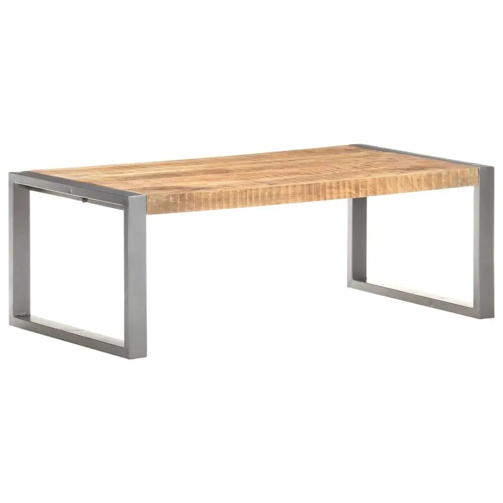 Coffee Table Living Room 110x60x40 cm Rough Mango Wood Grey Accent Furniture