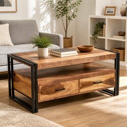 Coffee Table Details: 100x55x45cm, Solid Wood, Storage
