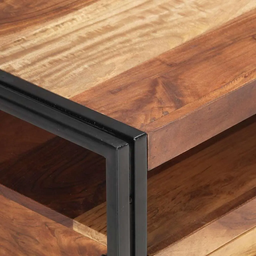 Coffee Table 100x55x45cm Solid Acacia Wood Storage Drawers Shelf Living Room