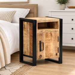 Bedside Cabinet Dimensions 40x35x55 cm, Wood & Steel