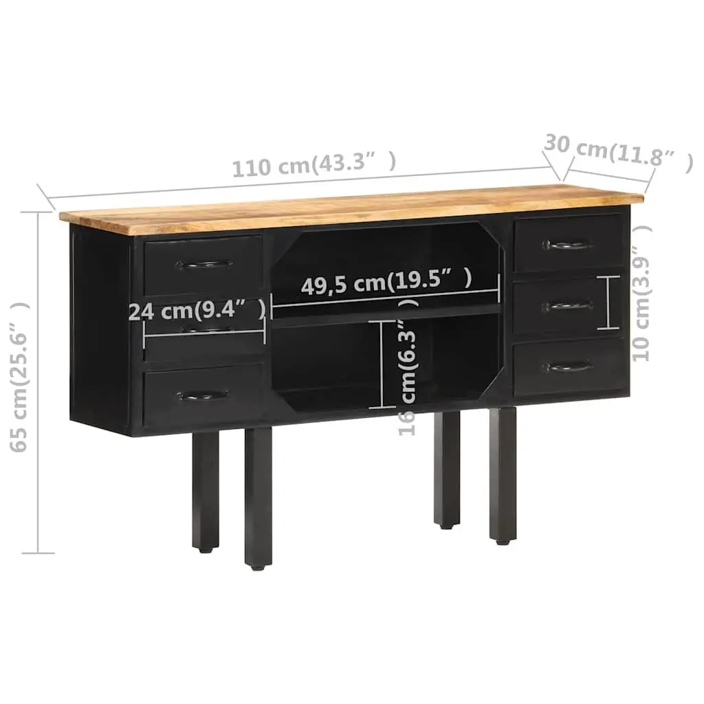 Sideboard 110x30x65 cm Industrial Wooden Storage Cabinet with Drawers