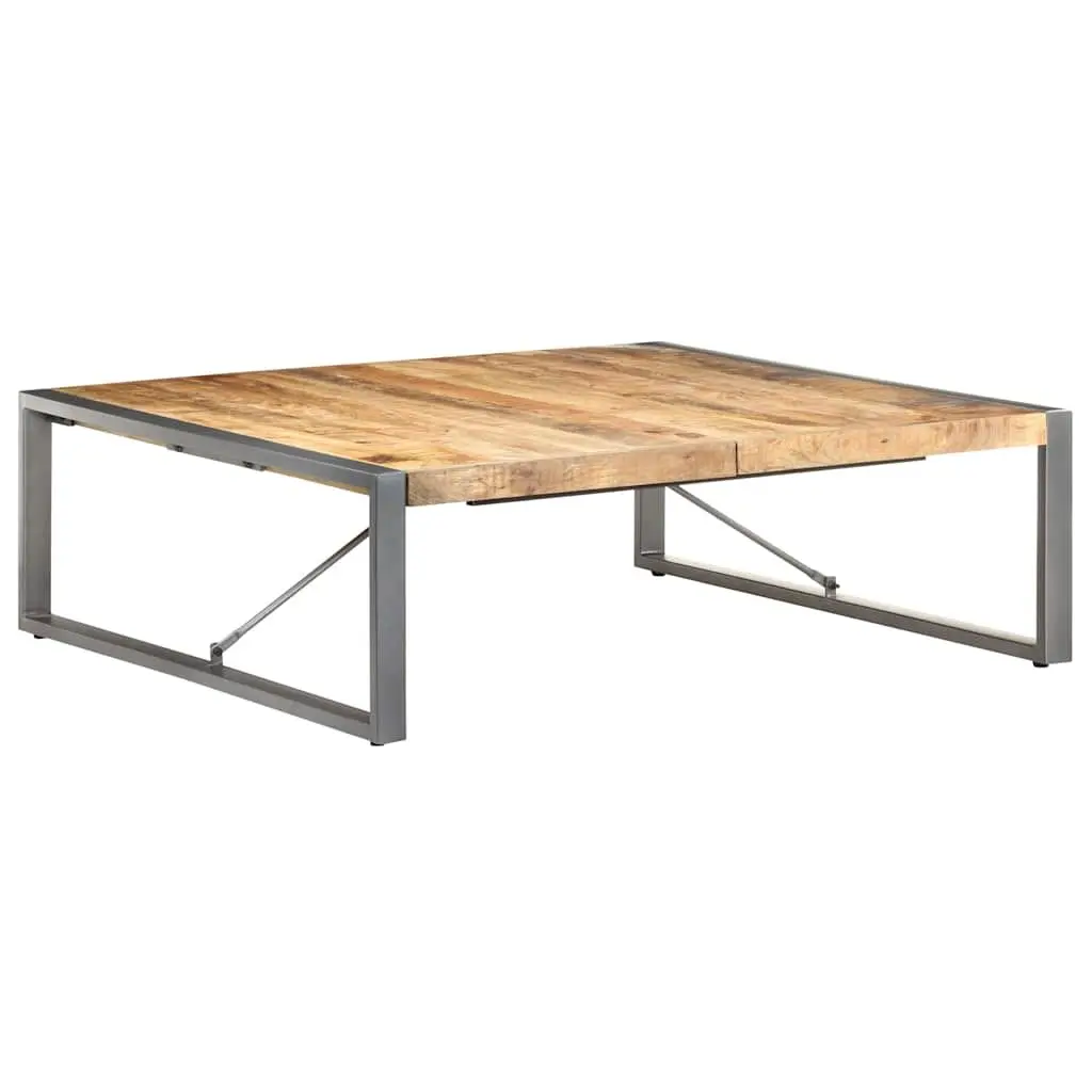 Coffee Table Living Room 120x120x40 cm Industrial Style Solid Wood Mango Grey