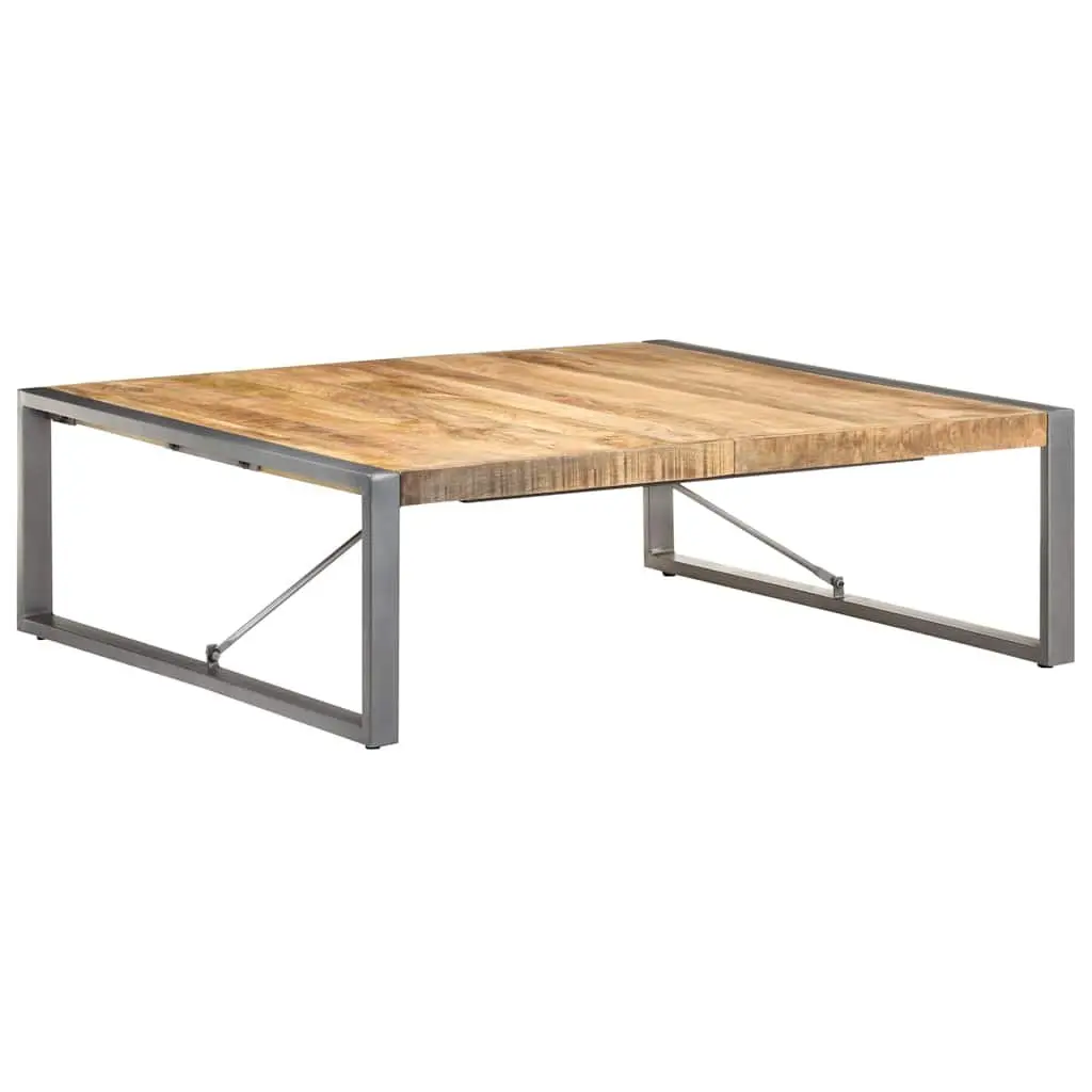 Coffee Table Living Room 120x120x40 cm Industrial Style Solid Wood Mango Grey