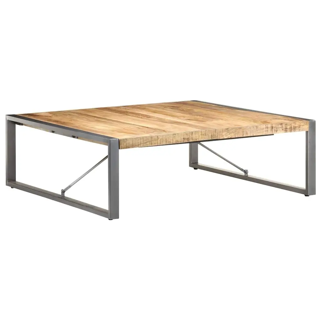 Coffee Table Living Room 120x120x40 cm Industrial Style Solid Wood Mango Grey