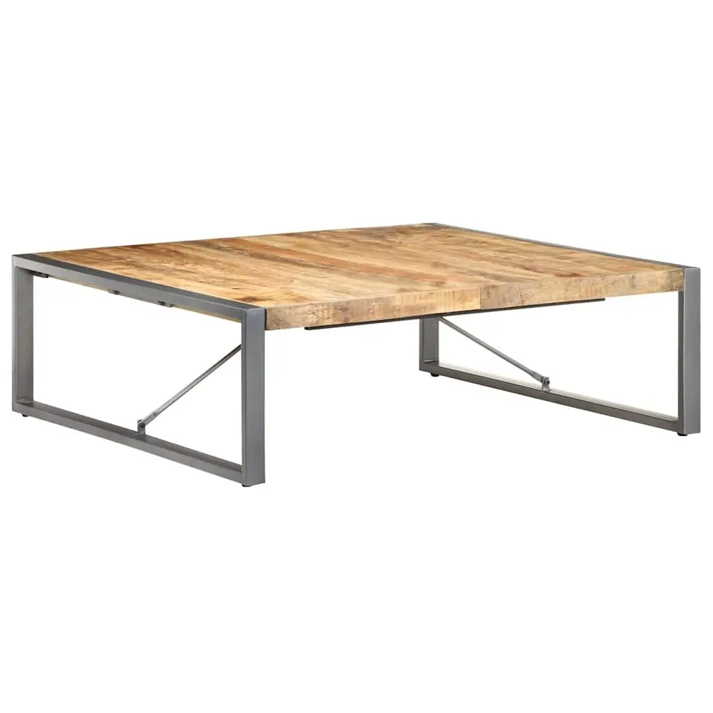 Coffee Table Living Room 120x120x40 cm Industrial Style Solid Wood Mango Grey