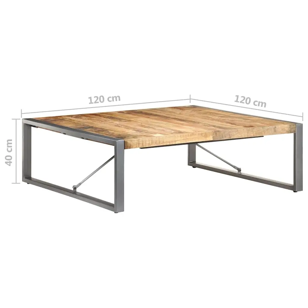 Coffee Table Living Room 120x120x40 cm Industrial Style Solid Wood Mango Grey