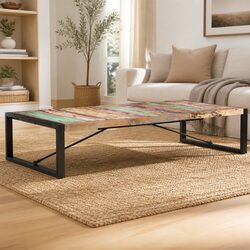 Coffee Table 180x90x40 cm Solid Reclaimed Wood Industrial Style Living Room