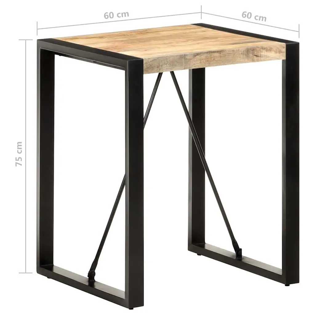 Dining Table 60x60x75 cm Solid Mango Wood Black Industrial Bistro Kitchen