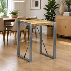 Dining Table: 60x60x75cm Solid Mango Wood & Steel Legs