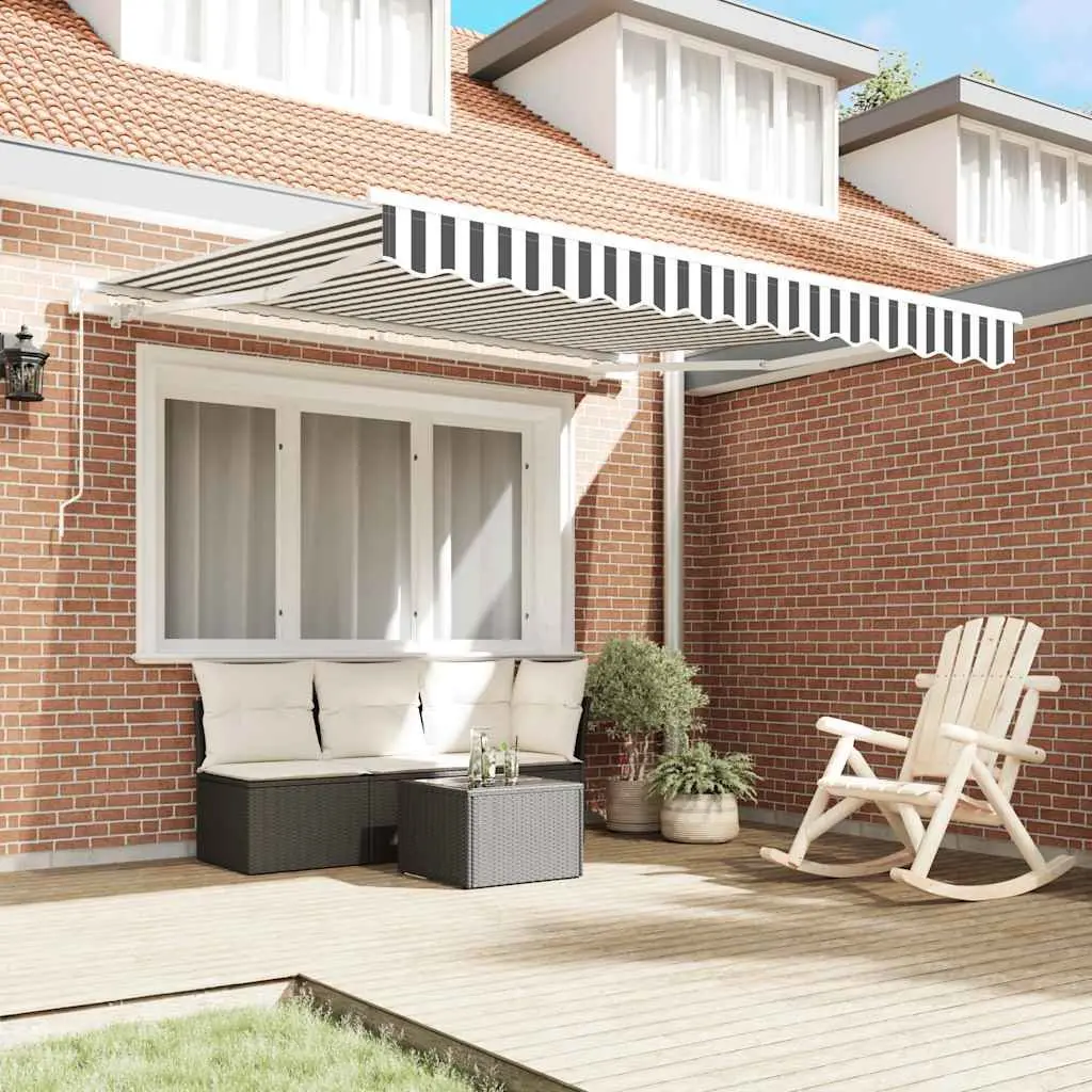 Retractable Awning Patio 300x250cm Anthracite White Sun Shade Crank