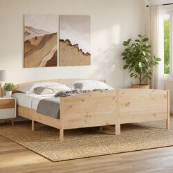 King Bed Frame Dimensions: 183x203cm in Solid Pine