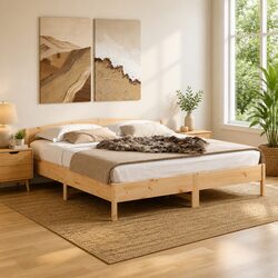 King Size Bed Frame Specifications: 183x203 cm in Pine Wood