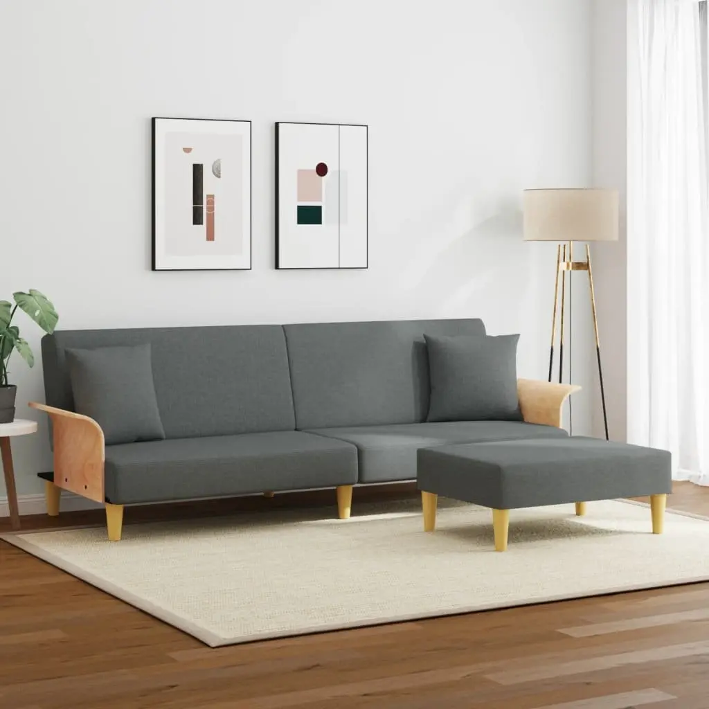 Grey Velvet 2-Seater Sofa Bed
