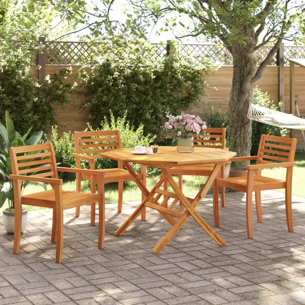 Outdoor Garden Chairs Set 4 Pieces Solid Wood Acacia Armrest Backrest Patio Seating