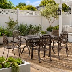 Garden Dining Set: 7-Piece with Cast Aluminum Frame