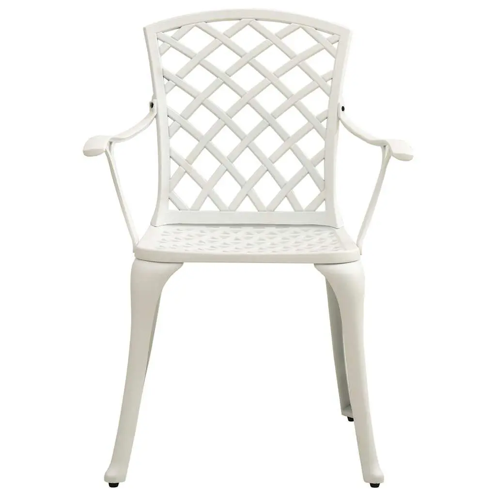 Cast Aluminium Outdoor Garden Chairs Set of 6 White Patio Dining Armchair