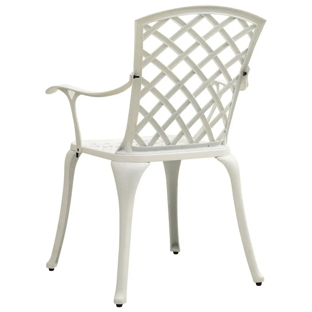 Cast Aluminium Outdoor Garden Chairs Set of 6 White Patio Dining Armchair