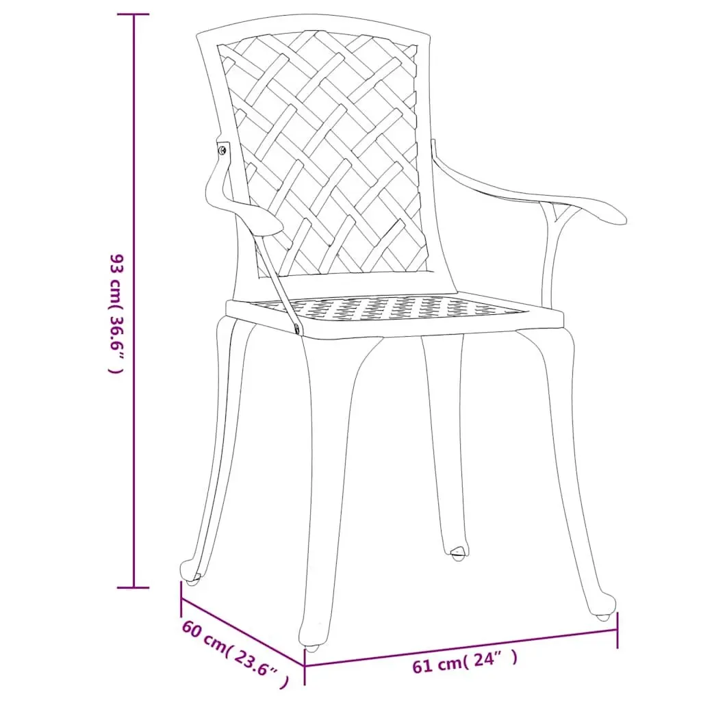 Cast Aluminium Outdoor Garden Chairs Set of 6 White Patio Dining Armchair
