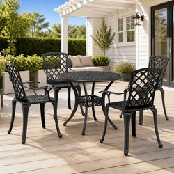 Specifications of Black Cast Aluminium 5-Piece Dining Set
