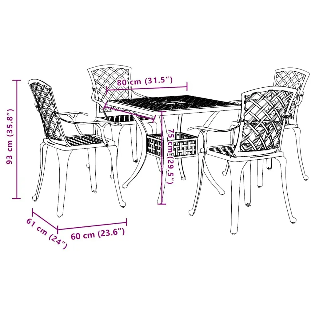 5-Piece Garden Dining Set in Brown