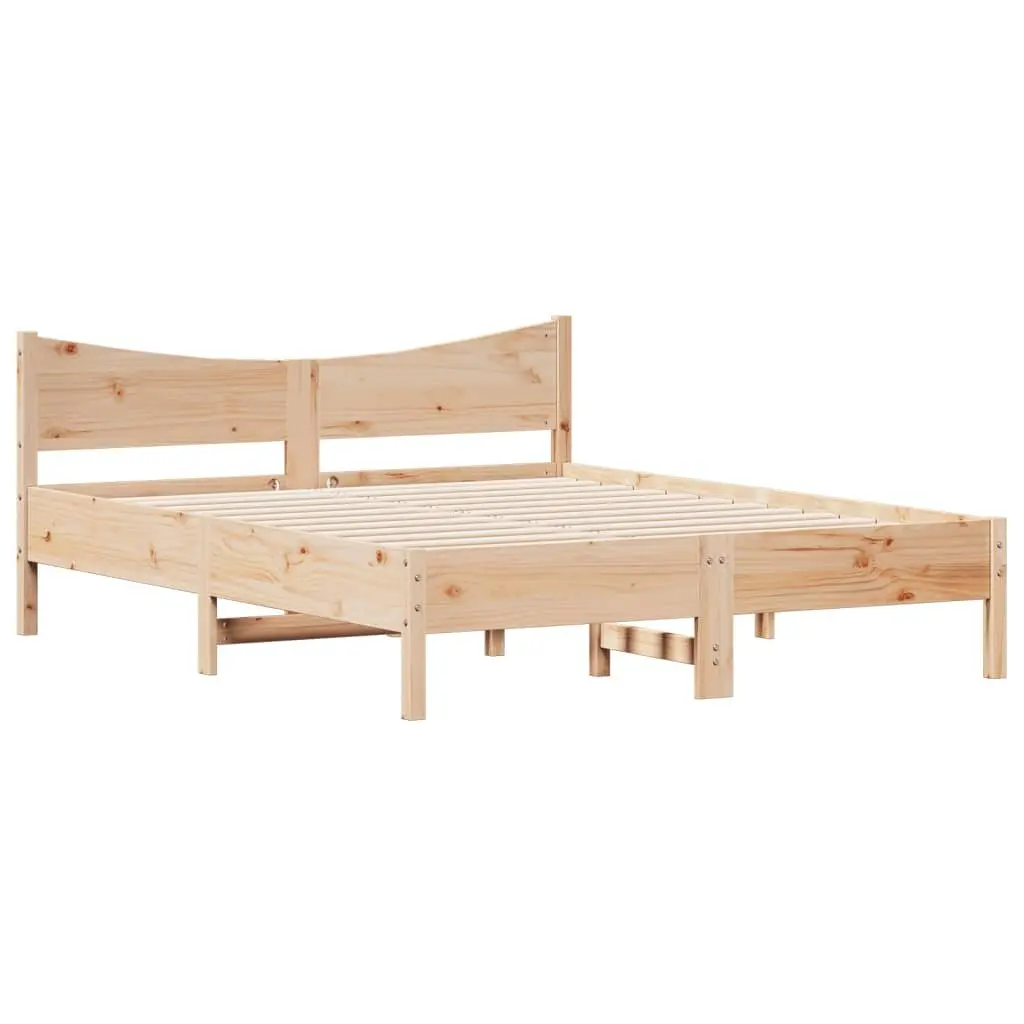 Bed Frame Bedroom 150x200 cm Solid Wood Pine Slatted Base Brown