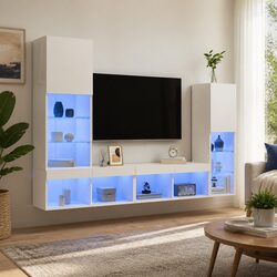 4 Piece White Wall-Mounted Floating TV Cabinet Specs