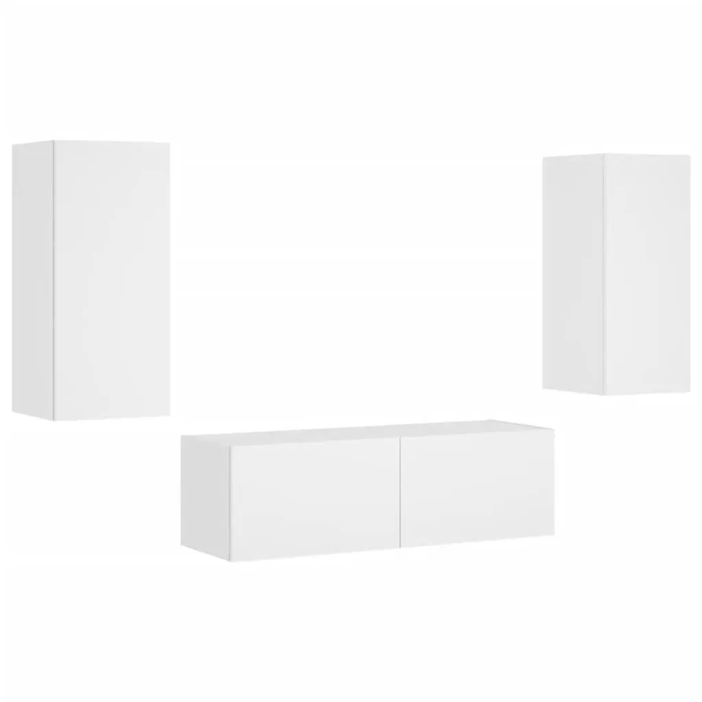 White Floating TV Wall Cabinets with LEDs