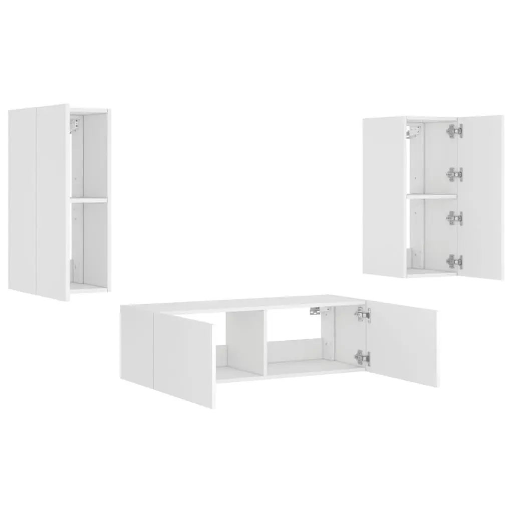 White Floating TV Wall Cabinets with LEDs