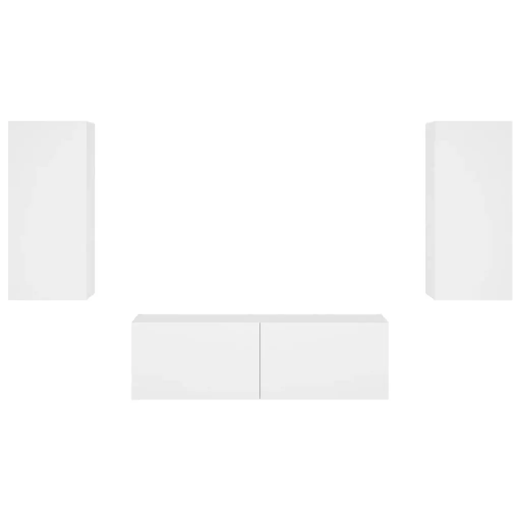 White Floating TV Wall Cabinets with LEDs