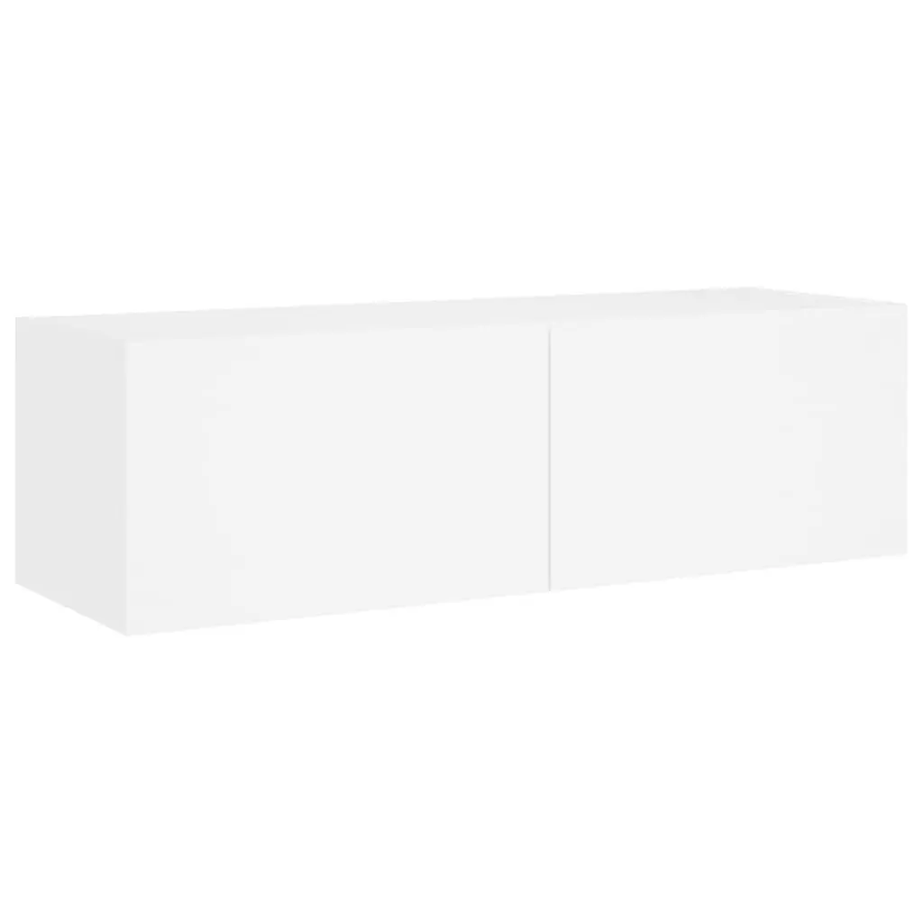 White Floating TV Wall Cabinets with LEDs