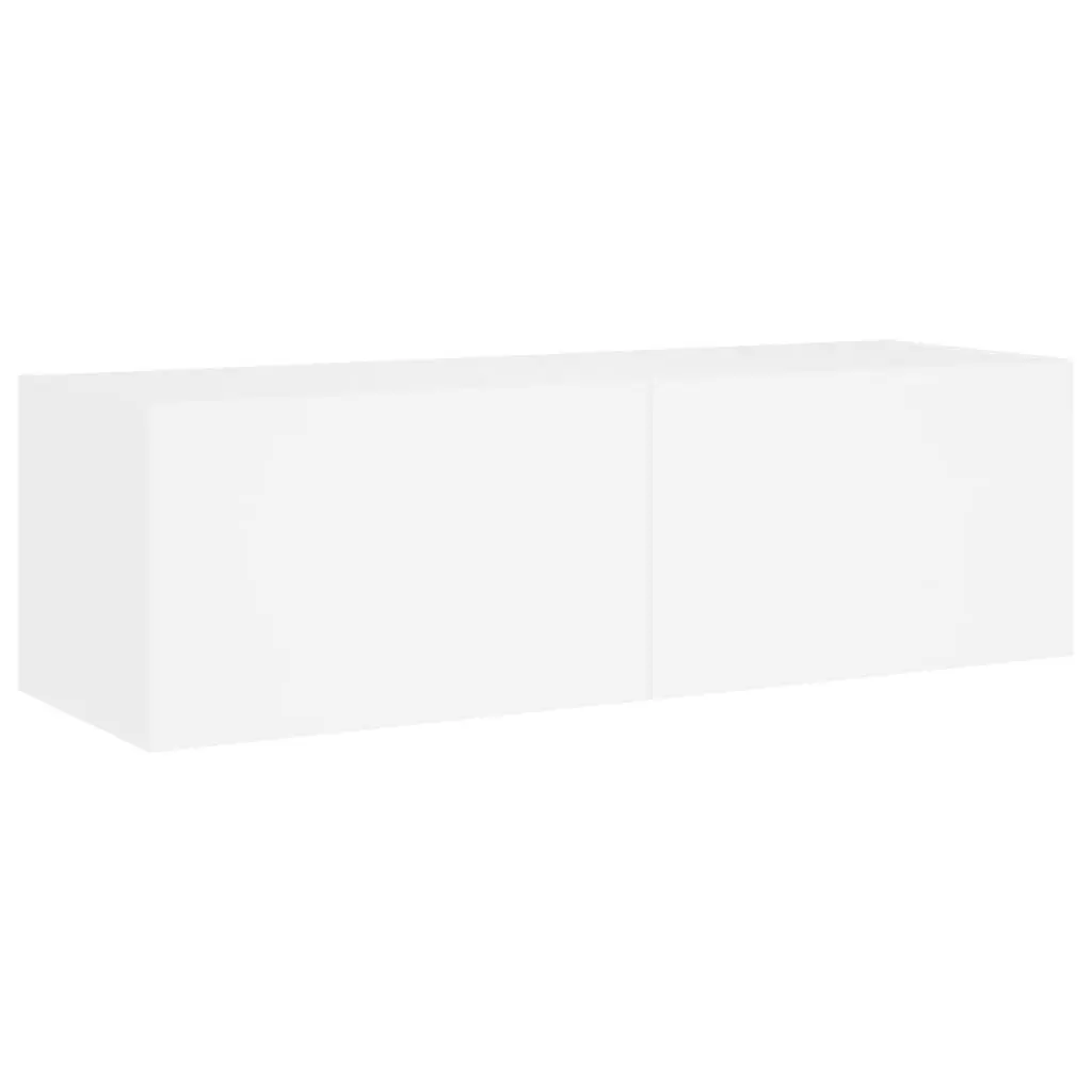 3 Piece White TV Wall Cabinets for Living Room with RGB LED Lights