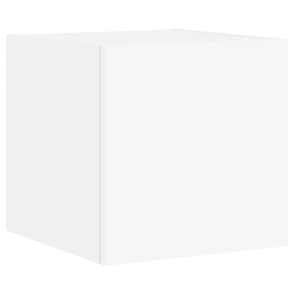 4 White Wall-Mounted TV Cabinets with Lights
