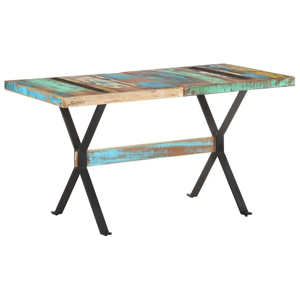 Dining Table 140x70x76 cm Solid Reclaimed Wood Industrial Kitchen Room Furniture