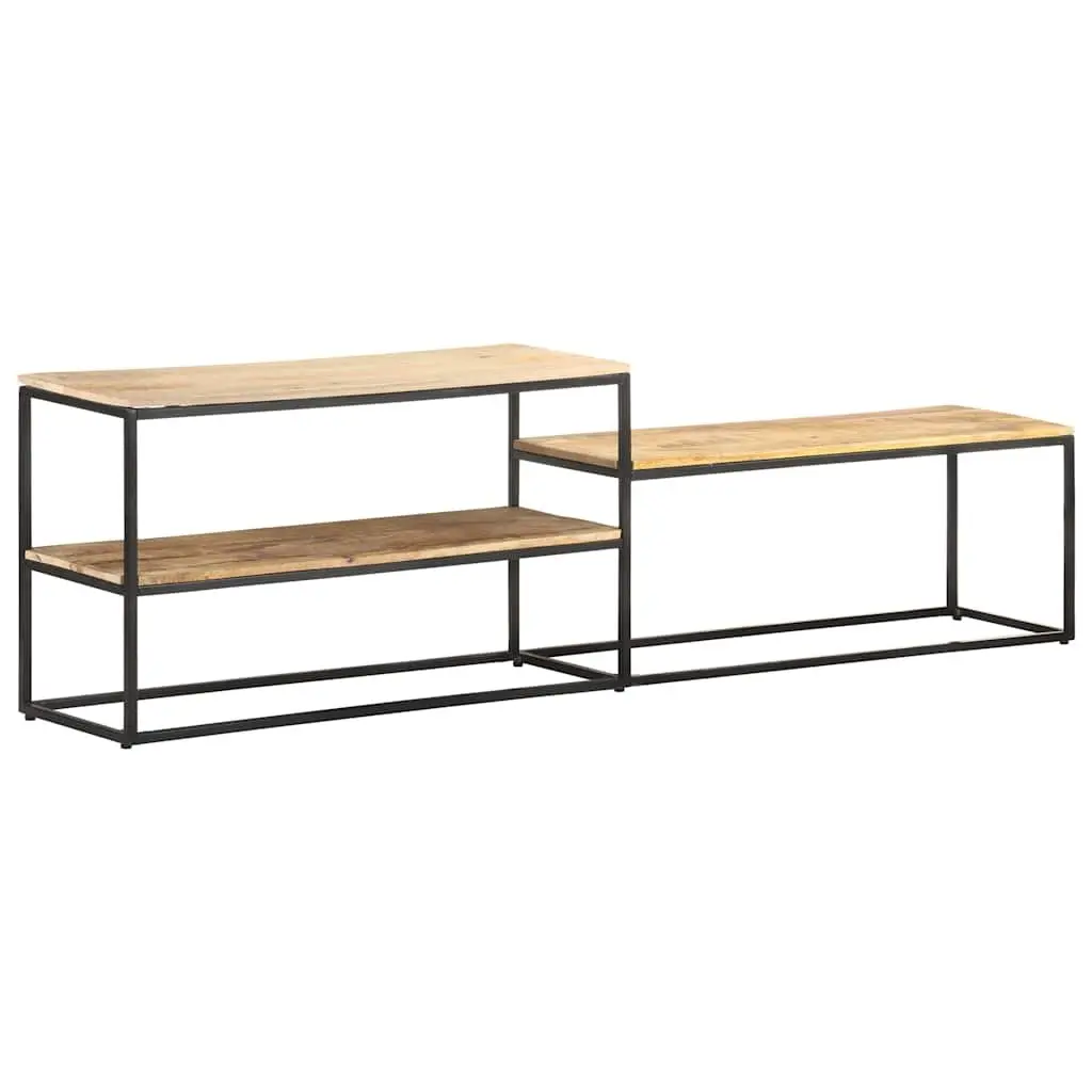 TV Cabinet 180x30x50 cm Rough Mango Wood Industrial Stereo Media Unit Storage