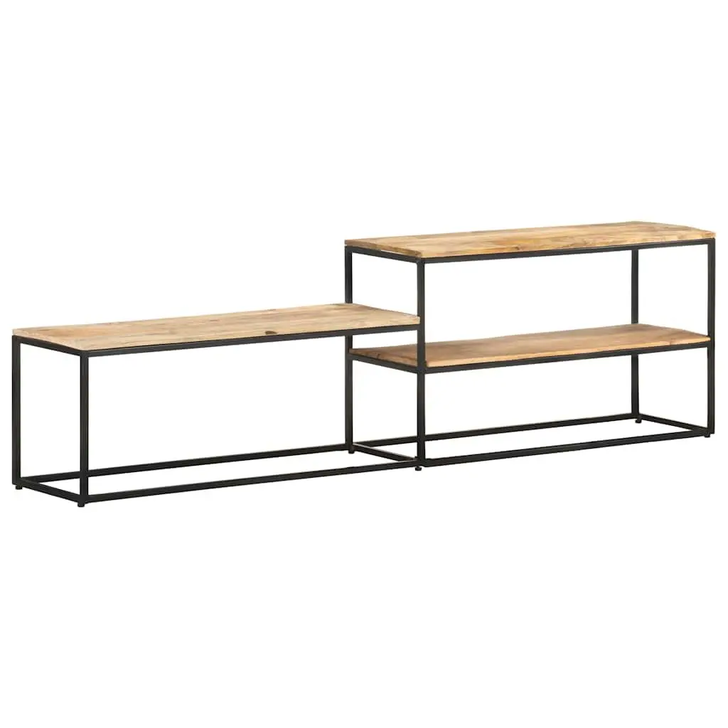 TV Cabinet 180x30x50 cm Rough Mango Wood Industrial Stereo Media Unit Storage
