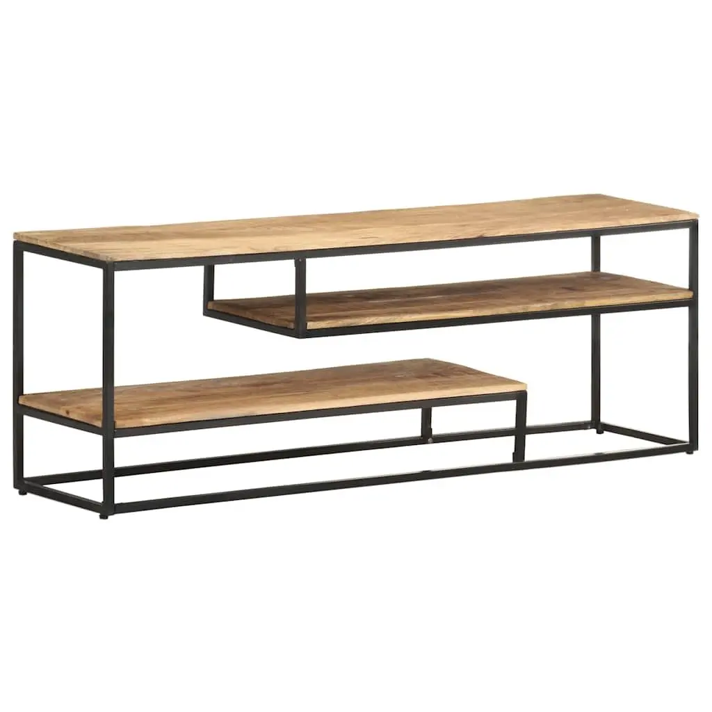 TV Cabinet Living Room 130x30x45cm Rough Mango Wood Industrial Style Media Storage Unit