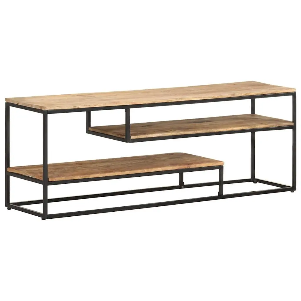 TV Cabinet Living Room 130x30x45cm Rough Mango Wood Industrial Style Media Storage Unit