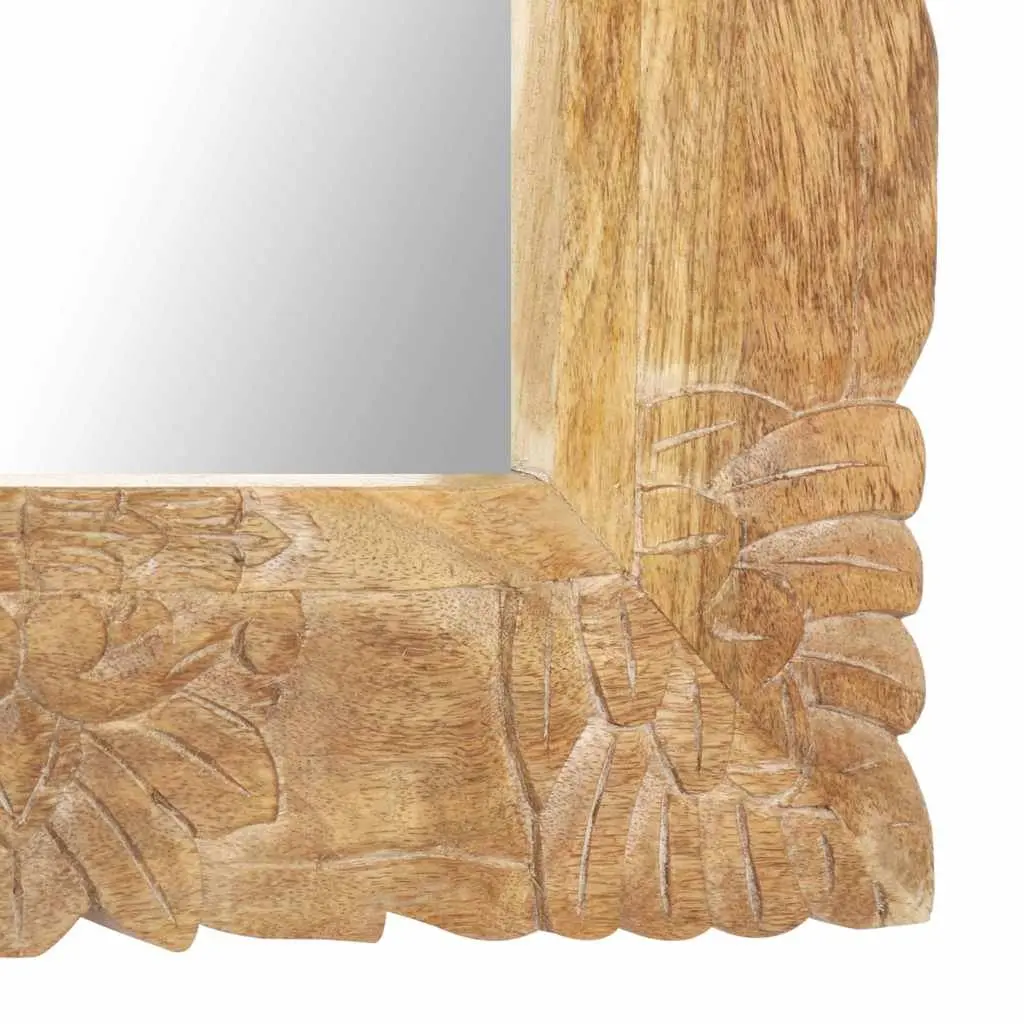 Solid Mango Wood Mirror Wall Mounted Home Decor 110x50 cm Brown Hand-Carved