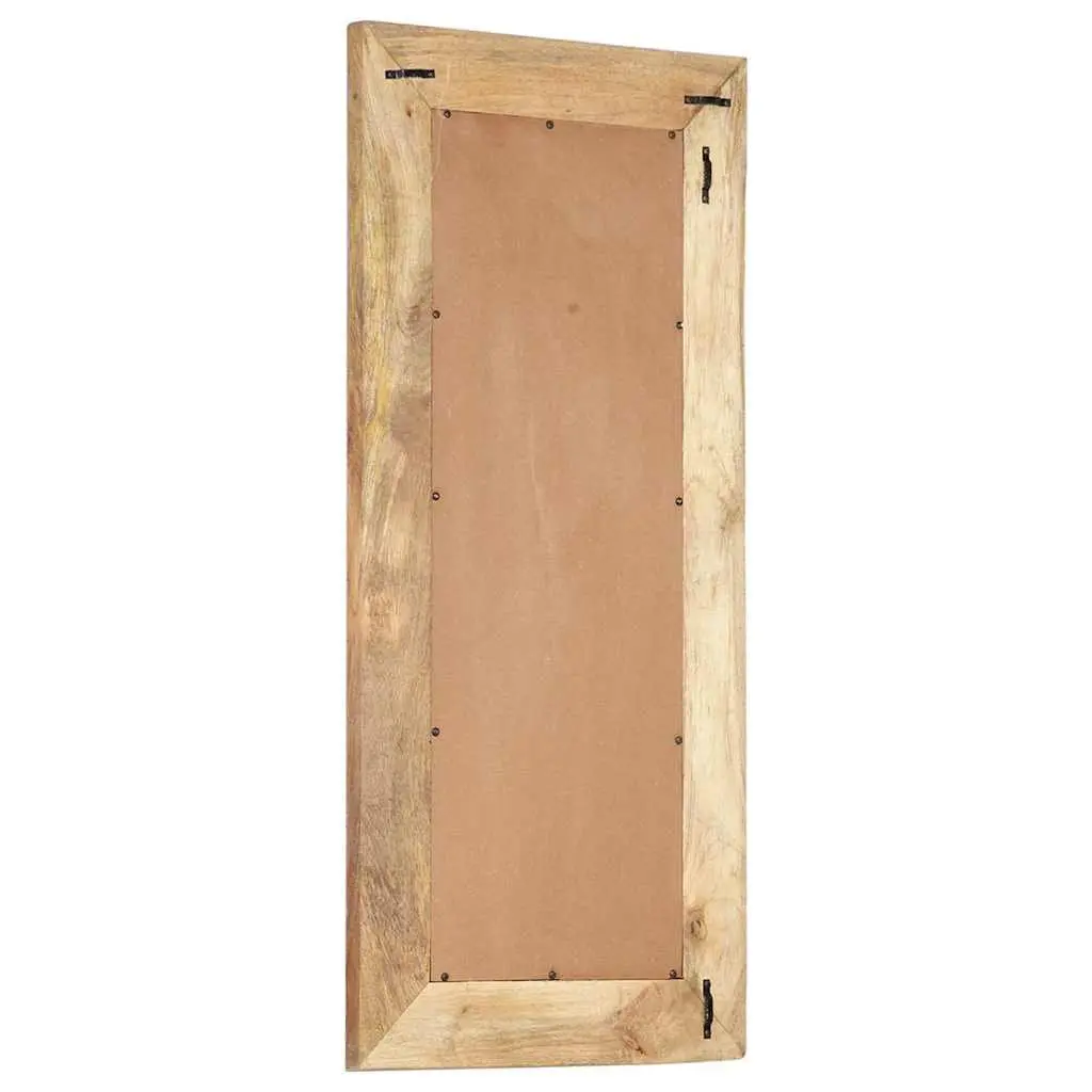 Hand-Carved Wooden Mirror Wall Decor 110x50cm Brown Solid Wood Home Accent